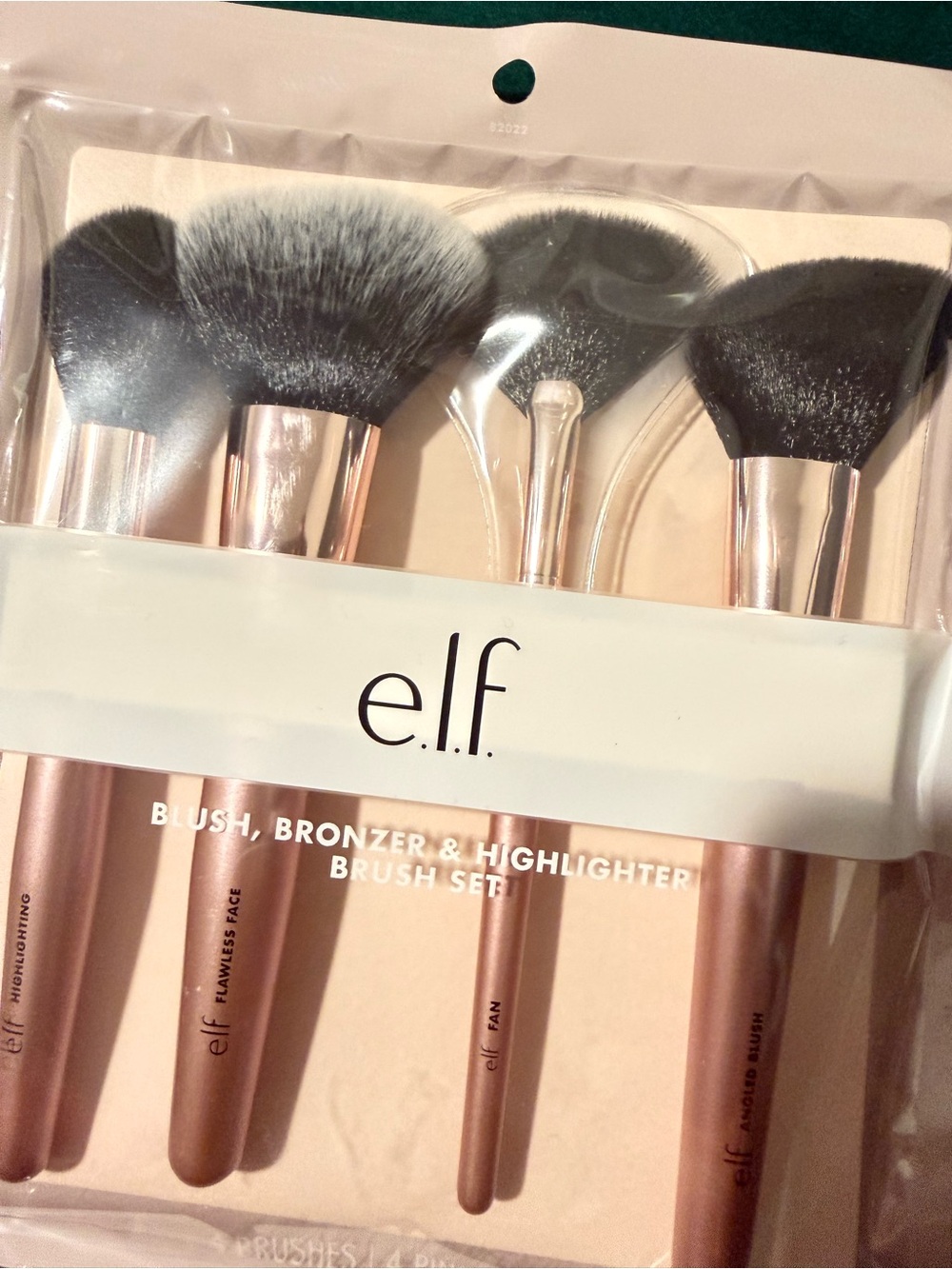 e.l.f. Blush, Bronzer & Highlighter 4-Piece Brush Set - Rose Gold Handles